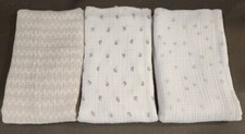 CLOUD ISLAND Baby Muslin Swaddle Blankets 3 100 Cotton - Great Cond. 