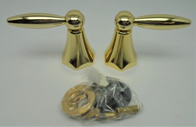 DaVinci Beekman Lever Faucet Handles Pr. Polished Brass W/ Escutcheon NOS #P100