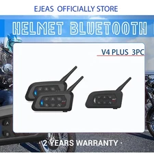 EJEAS V4 Motorcycle Bluetooth Headset Helmet CVC Noise Reduction Intercom 3pc