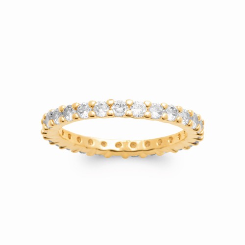 Bague Double Anneaux En Zirconium Bleu - Plaqué Or 18 Carats - Taille 60 - Neuf Avec étiquettes