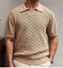 Men's Short Sleeve Slim Fit Polo Shirts Knitted Shirts Casual Golf Shirt