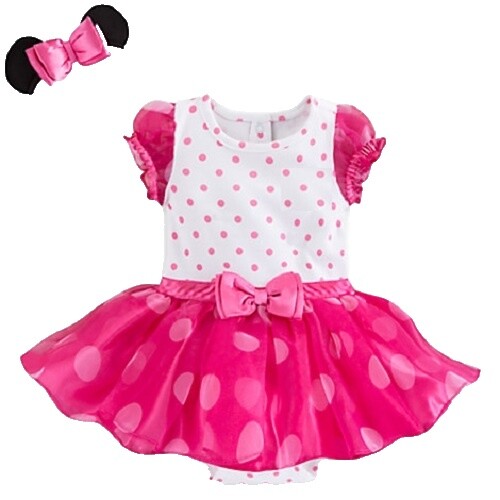love shack fancy gold sequin dress Pink Minnie Mouse Baby Girl Dress with Puff Sleeves – NakshatraKids LLP main image 1