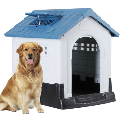 26.8'' Folding Medium Dog House Plastic with Adjustable Skylight & Elevated Base
