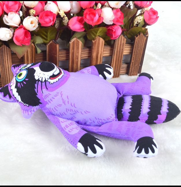 Fat Cat Doggy Hoots Purple Raccoon Chew Puppy Dog Toy | eBay