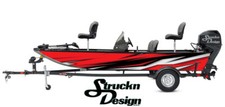Retro Black Red Tech Lines White Vinyl Graphic Decal Kit Fish Boat Wrap USA
