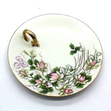 VTG PL LIMOGES France Hand Painted Plate w/Single Handed Finger Loop Signed