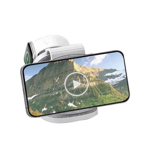 Almohadilla de carga inalámbrica plegable láser 3 en 1 para dispositivos Apple y Android - Imagen 8 de 12