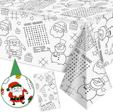 Christmas Coloring Tablecloth for Kids,54"X108" Giant Christmas Santa Claus Snow