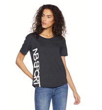 Womens Sports T Shirt Size XS New Balance Heather Tech Water Vapour Black Logo