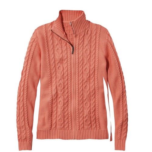 Mixed-Cable Sweater Zip-Front Cardigan 