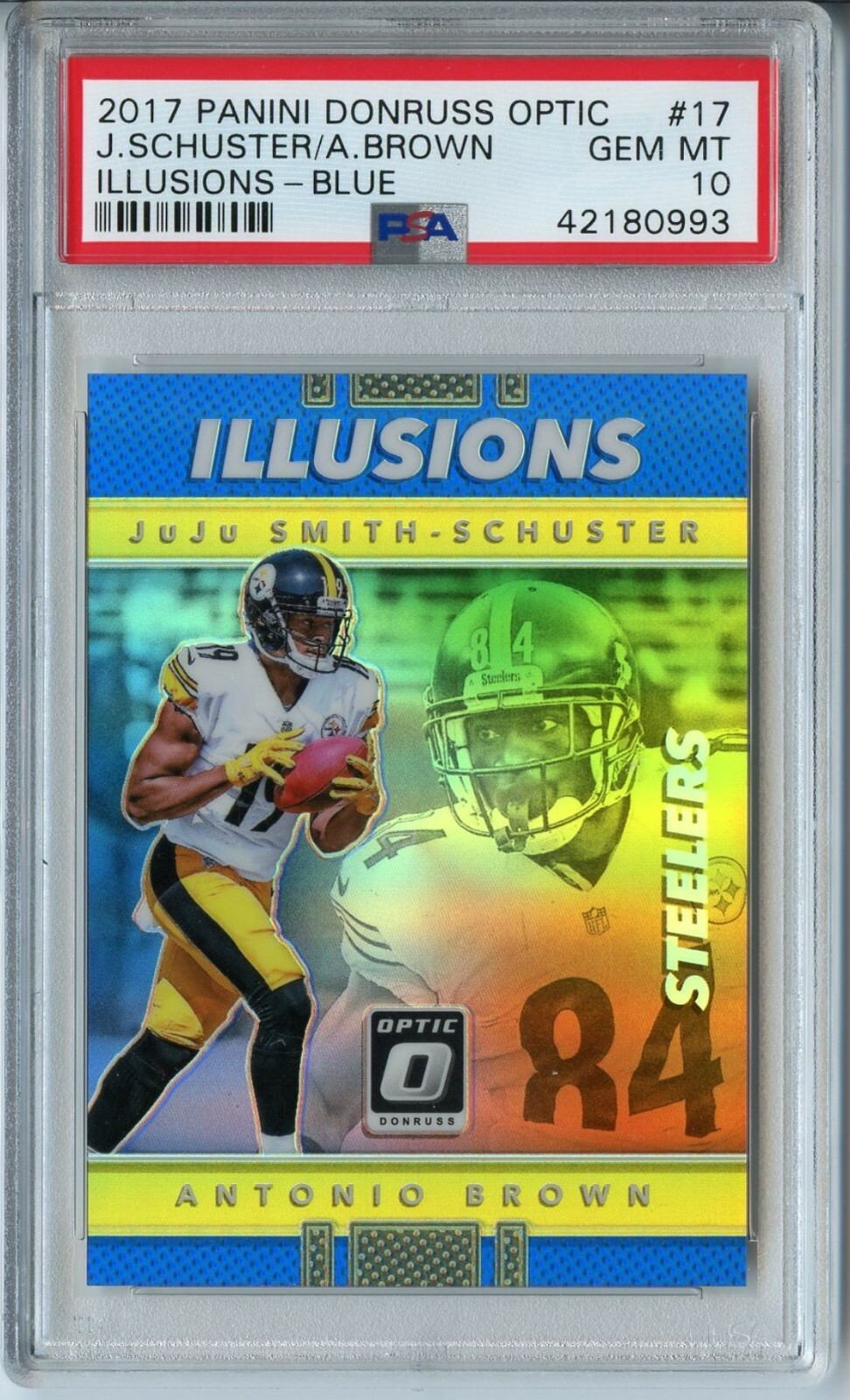 2017 Donruss Optic Juju Antonio Brown Illusions Blue PSA 10 GEM MT 4/149