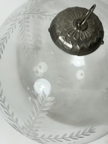 Kugel Christmas Vintage Ornament Orb Large Etched Glass Snowflake Old World VTG - Picture 5 of 8