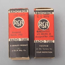 NIB Lot of 2 VT-112 U.S. Army, Navy Vacuum Tubes by RCA 1943-44 CRC-6AC7