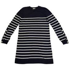La Maille Sezane Sweater Dress Long Sleeve Merino Wool Stripes Blue White XS