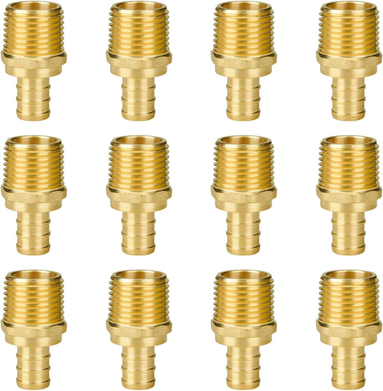 (25-Pack) 1/2 Inch Tee PEX Brass Crimp Fitting, Pex Tubing Fitting No