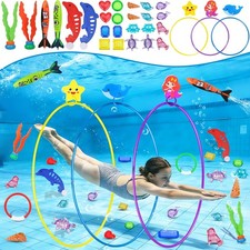 Pool Toys Diving Rings for Kids 31 PCS Underwater Swim Rings and Diving Game ...