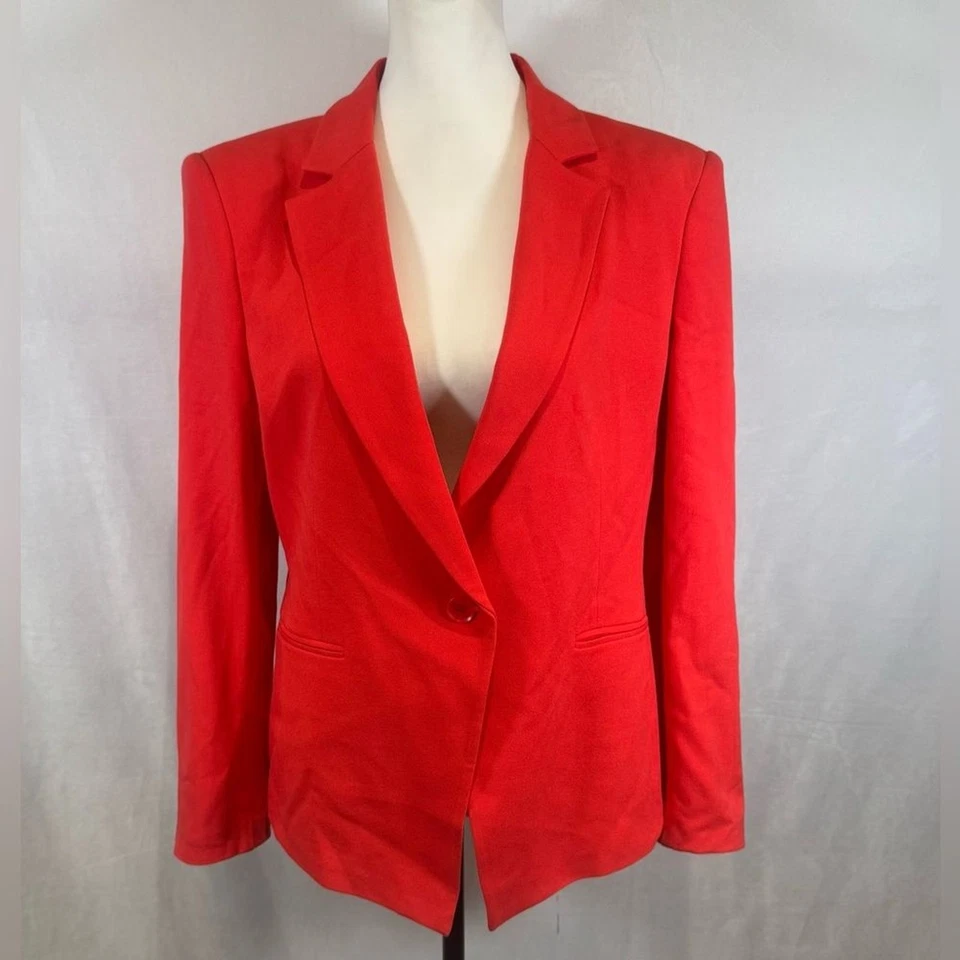 Blazer eléctrico BCBGMaxazria rojo amapola quemado un botón talla grande nuevo con etiquetas Foto 4 de 4