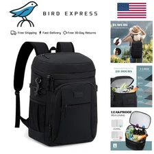 Insulated Cooler Backpack for 42 Cans - Waterproof Soft-Sided Leakproof - Black