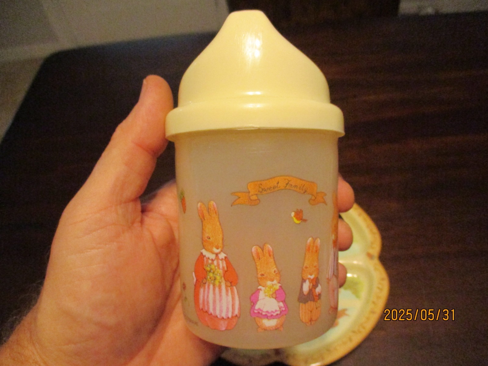 Pecoware 3 piece set divided plate bowl sippy cup NOS Melamine Bunny Rabbit