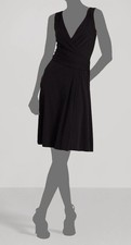 Ralph Lauren Women's Black Afara Sleeveless Surplice A-Line Dress Size 14