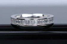 6,250 Platinum Channel Straight Baguette Diamond 3/4 Way Wedding Band Ring 5
