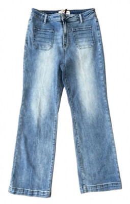 Freckled Poppy X Risen Jeans 2 Frnt Ptch Pckts Hi Rise Wd Lg JR 13/31 Hippie 70s