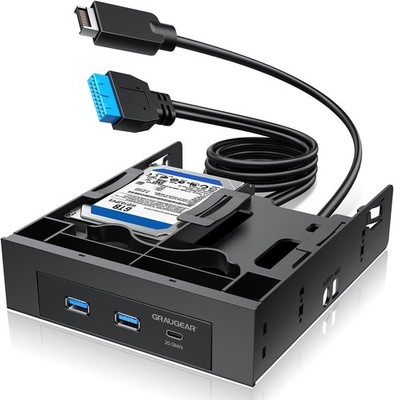 Internal USB Hub 5.25in GRAUGEAR Type-C 20Gbps SSD Bays