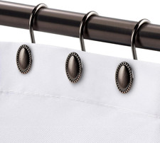 Metal Shower Curtain Hooks, Oil-Rubbed Bronze Rustproof Decorative Shower Curtai