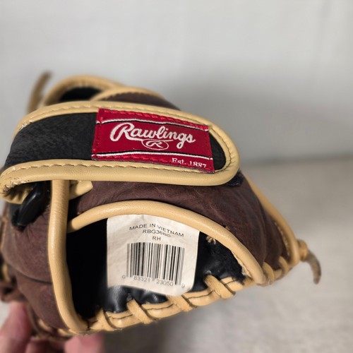 RAWLINGS braun & schwarz Leder Rt Hand Baseball Handschuh für Lefty RGB36BC 12 1/2" - Bild 6 von 8