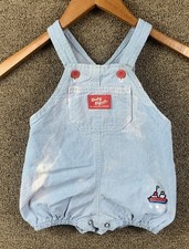 Vintage OshKosh B'Gosh Baby Boy 6/9M Romper Sail Boat 90s USA Faded Bleach