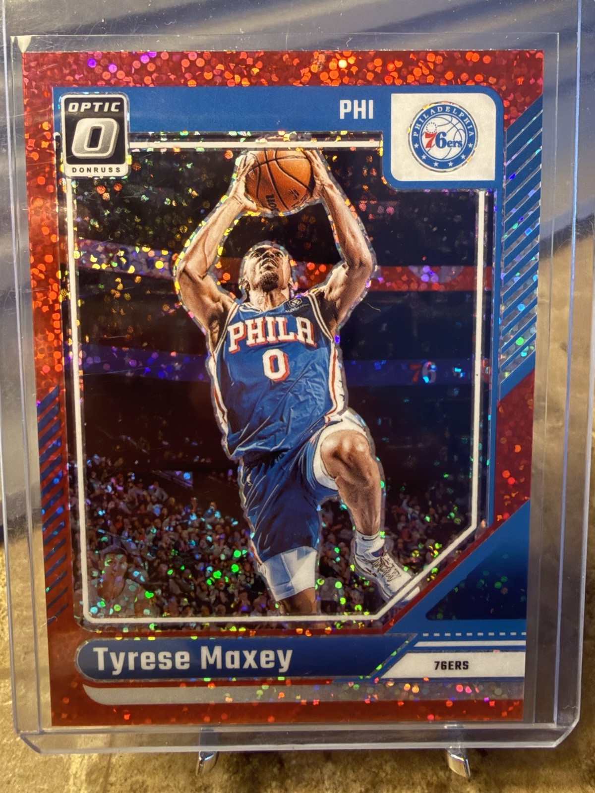 2024-25 Donruss Optic Tyrese Maxey #135 Red Sparkle Prizm Philadelphia SSP
