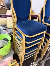 Blue Velvet Stackable Banquet Chairs – Gold Frame – Event / Dining Chairs