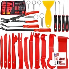 24Pcs Trim Removal Tool Set with Pick & Clip Red-Auto Trim Removal Tool Kit