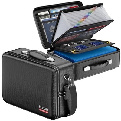 Fireproof Document Box with Lock＆Shoulder Strap, Hard-Shell Case File Organiz...