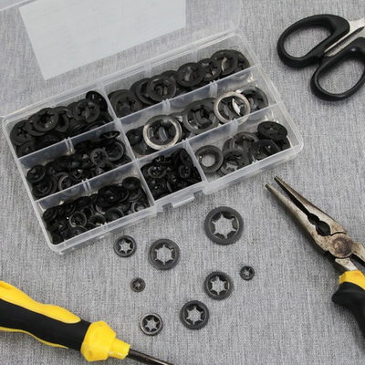 #ad 340 Piece Internal Teeth Star Lock Spring Quick Washer Push In Quick Nut Set $10.00