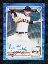 2020 Bowman Draft Chrome Picks Blue Wave Refractor 122/150 Nick Swiney Auto 1u6