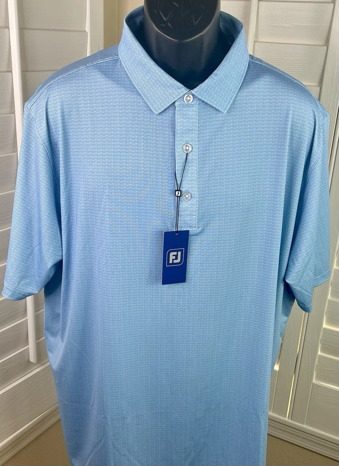 FootJoy Performance BL Geo Riviera/Powder Blue Golf Polo Shirt 33351 - Men’s XL - Image 2 of 4