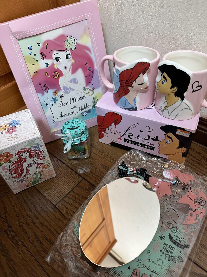 Disney Goods Lot of 5 Ariel Eric Little Mermaid Mug Mirror Puzzle Candle Anime