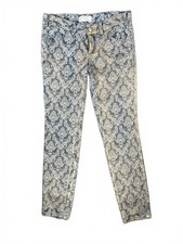 Free People Women's All Over Print Denim Jeans Gold Foil Size 27 Waist 31.5 