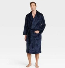 Goodfellow Co Men's Plush Robe - Navy Blue - Small / Medium - NEW