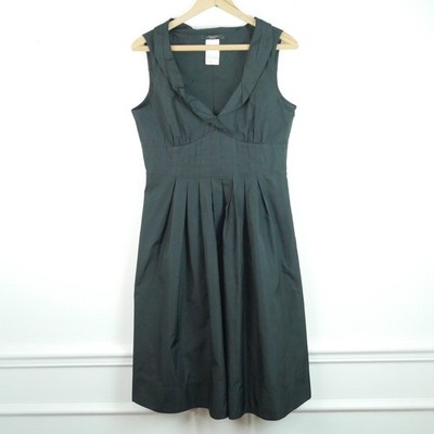 Max Mara Weekend Size 10 Dress Black Midi Ruffle Sleeveless Quiet Luxury Classic