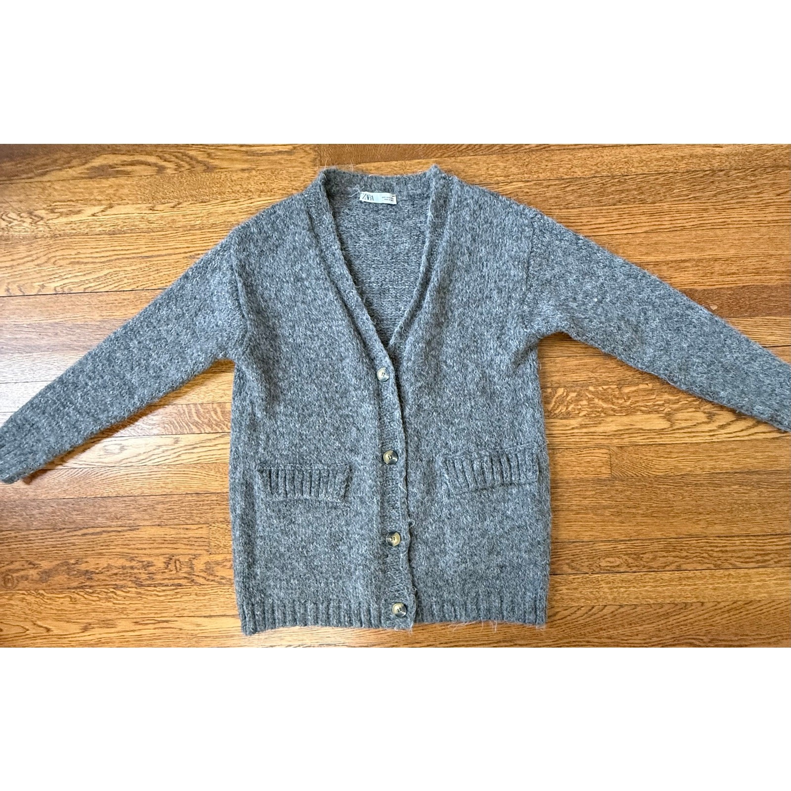 Zara Women's Gray Long Cardigan Sweater Size Small