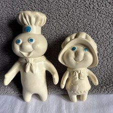 Vintage 1971 Pillsbury Dough Boy And 1972 Girl Soft Rubber Dolls