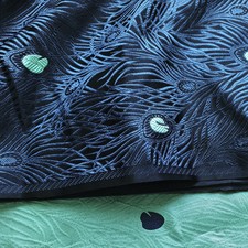 Tela Brocado 3D 29" Ancho Pluma de Pavo Real Estampado Brocado Viscosa Material