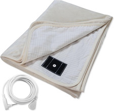 Grounding Blanket with Silver Fiber for Relaxation - 50"x60", Beige Flannel