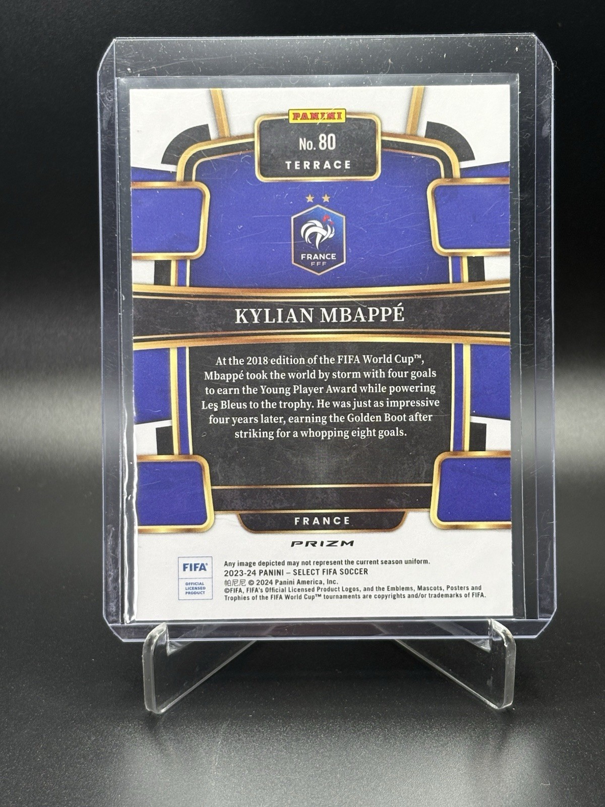 Kylian Mbappe 2023-24 Panini Select FIFA World Cup Purple Mojo Prizm France #80 view 2