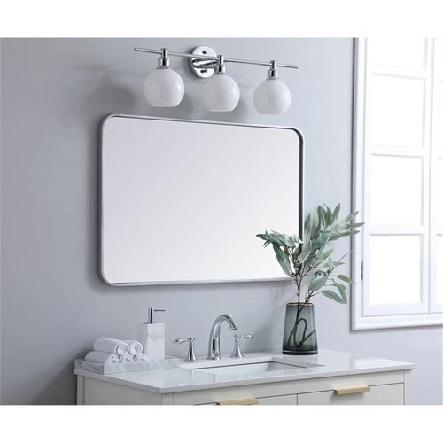 Elegant Decor Evermore 24x36" Soft Corner Metal Rectangular Mirror in Silver - Picture 8 of 8