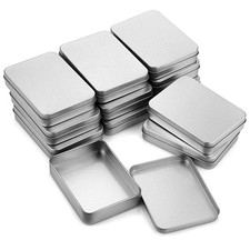 12 Pack Silver Rectangular Tins, 4.5x3.14x1, Lid, Metal, Storage, Candles