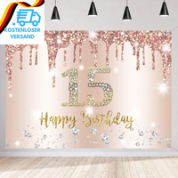 15. Geburtstag MäDchen Deko Banner RoséGold Stoff Schild Plakat, 15. Geburtstag