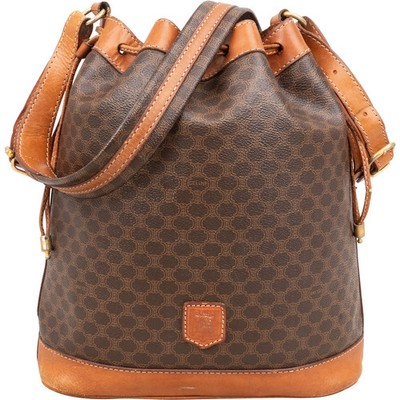 Celine Macadam Monogram Canvas Drawstring Bucket Crossbody Bag Tasche